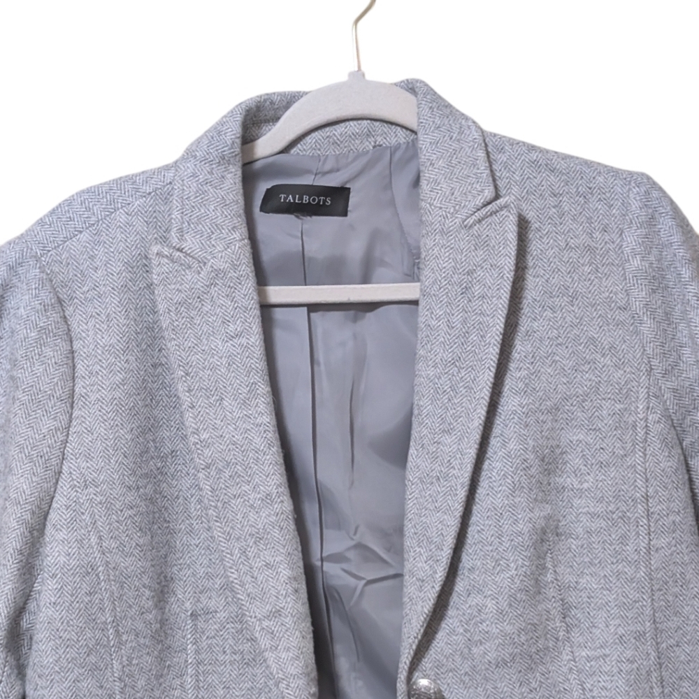 Talbots Structured Gray Herringbone Wool-Blend Tw… - image 5